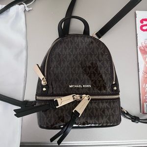 Michael kors MK mini backpack brown gold mini Rhea